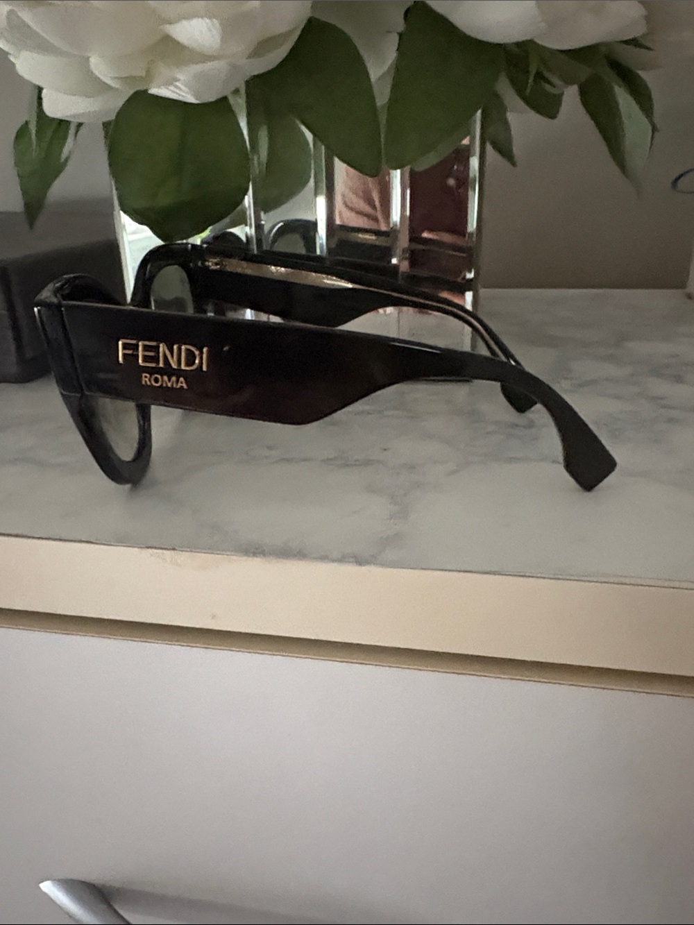 Fendi Black Logo Temple Oversized Sunglasses